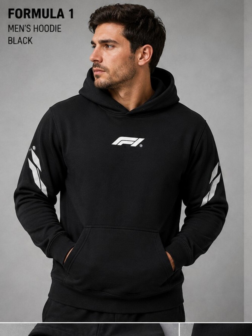 Formula 1 x PacSun Men's XL Black F1 Logo Sleeve Pullover Hoodie